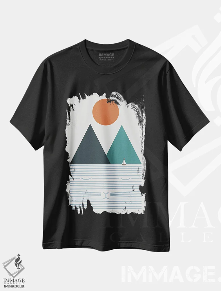 تیشرت مشکی طرح دار منظرهٔ گربه شماره ۹، آبستره اثر لیم هنگ سوی | فروشگاه ایماژ