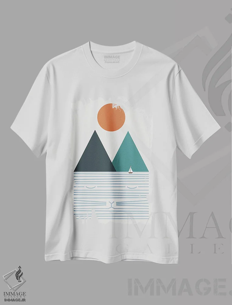 تیشرت سفید طرح دار منظرهٔ گربه شماره ۹، آبستره اثر لیم هنگ سوی | immage.ir