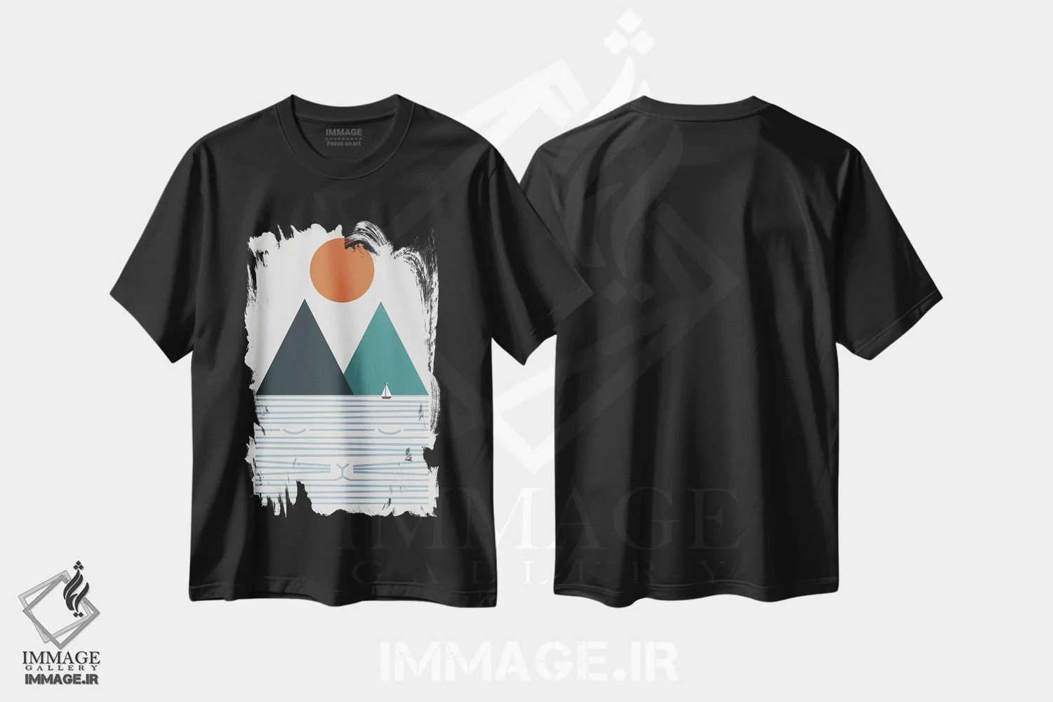 تیشرت مشکی طرح دار منظرهٔ گربه شماره ۹، آبستره اثر لیم هنگ سوی | فروشگاه ایماژ