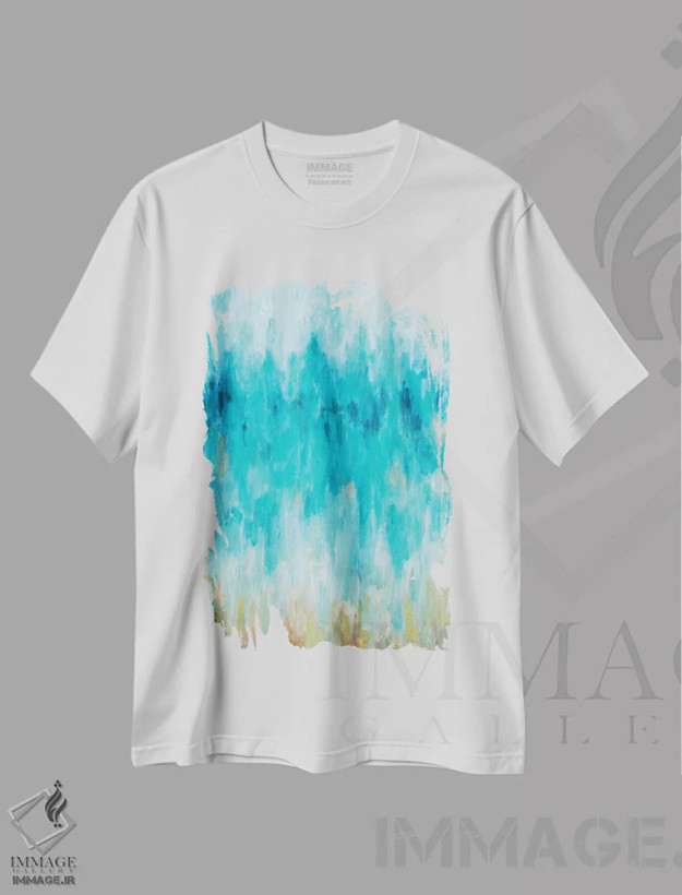 تیشرت سفید طرح دار نگاه به ساحل اثر ال. هیویت | فروشگاه ایماژ
