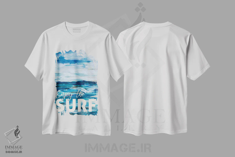 تیشرت سفید طرح دار از موج سواری لذت ببر، دکور ساحلی اثر ال. هیویت | immage.ir