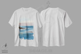 تیشرت سفید طرح دار ادغام اقیانوس شماره ۱ اثر لیلا براما | فروشگاه ایماژ