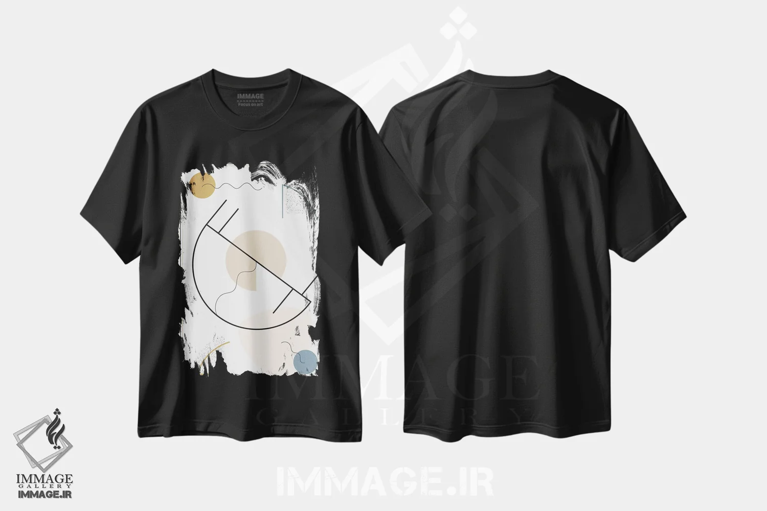 تیشرت مشکی طرح دار شکل هندسی شماره ۱ اثر لیندا گوبتا | فروشگاه ایماژ