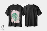 تیشرت مشکی طرح دار برگ نخل، دکور بوهمی اثر لیندا گوبتا | فروشگاه ایماژ