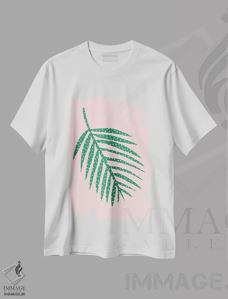 تیشرت سفید طرح دار برگ نخل، دکور بوهمی اثر لیندا گوبتا | immage.ir