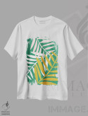 تیشرت سفید طرح دار برگ های نخل سبز، دکور بوهمی اثر لیندا گوبتا | immage.ir