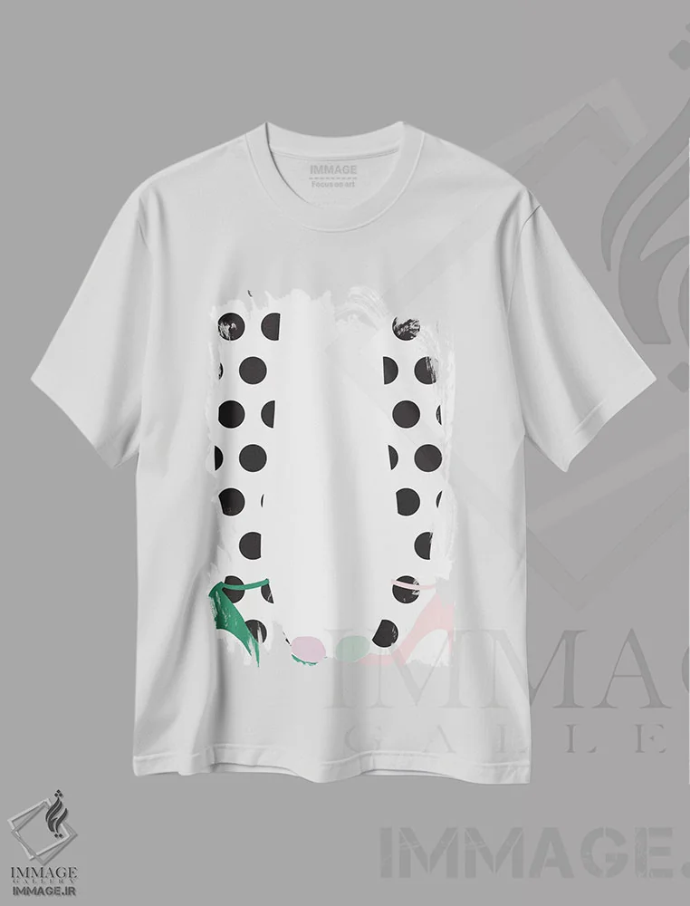 تیشرت سفید طرح دار کفش های پاپیونی، تزئینی اثر لیندا گوبتا | فروشگاه ایماژ