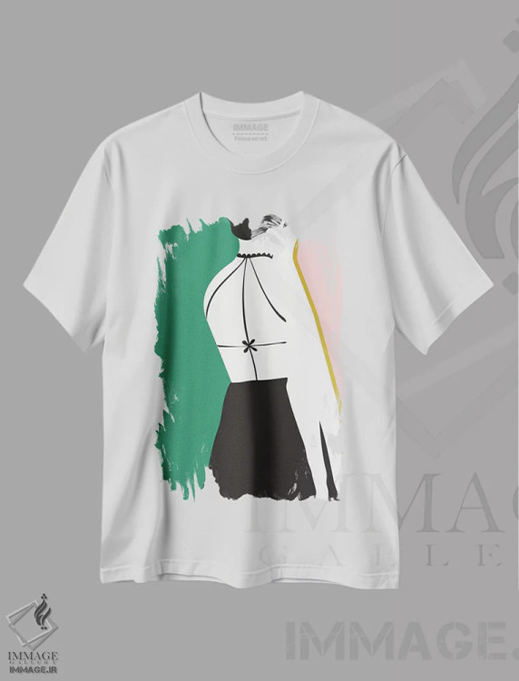 تیشرت سفید طرح دار لباس بدون پشت، تزئینی اثر لیندا گوبتا | فروشگاه ایماژ