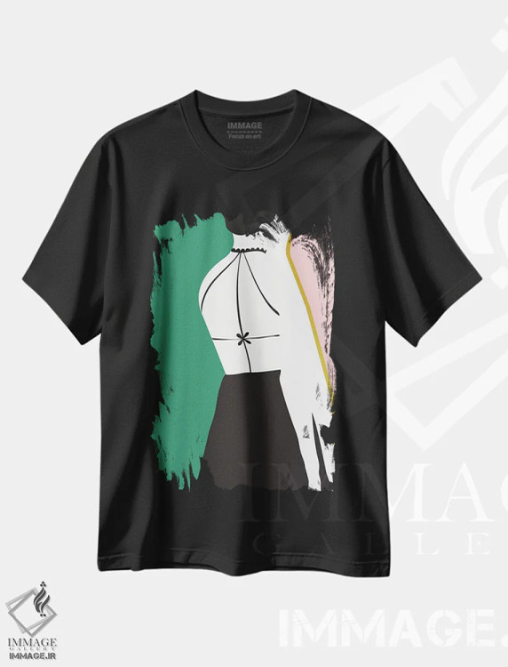 تیشرت مشکی طرح دار لباس بدون پشت، تزئینی اثر لیندا گوبتا | immage.ir