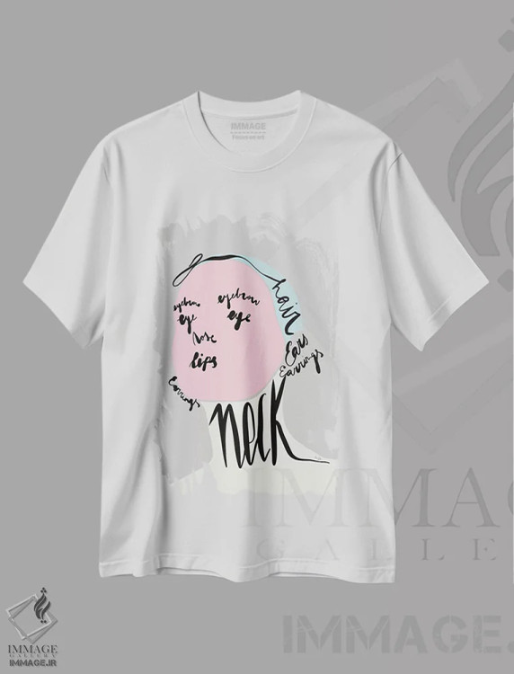 تیشرت سفید طرح دار هجی کردن چهره او، آبستره اثر لیندا گوبتا | فروشگاه ایماژ