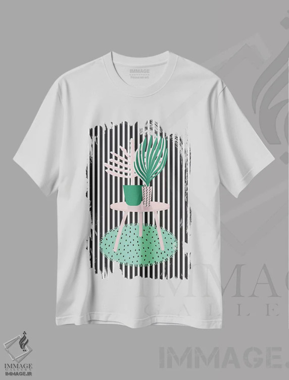 تیشرت سفید طرح دار دکوراسیون راه راه، تزئینی اثر لیندا گوبتا | immage.ir