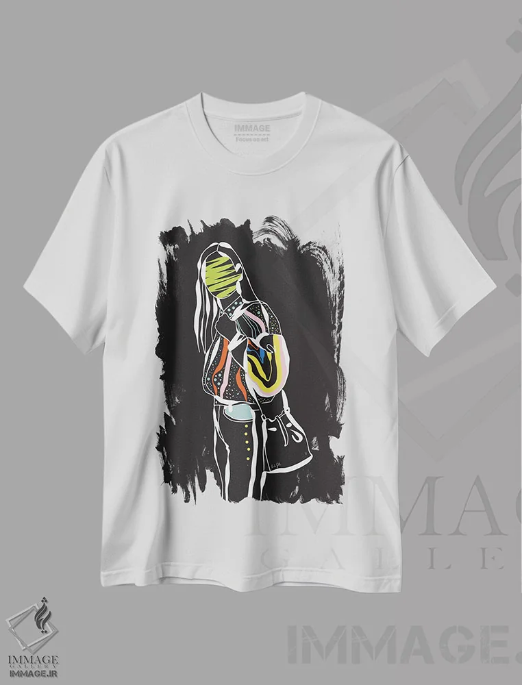 تیشرت سفید طرح دار دختر مدرن، آبستره اثر لیندا گوبتا | immage.ir