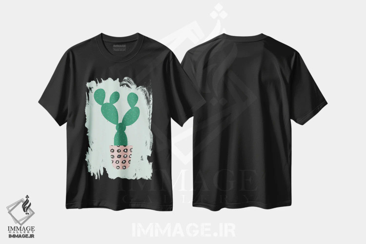 تیشرت مشکی طرح دار کاکتوس، دکور بوهمی اثر لیندا گوبتا | immage.ir