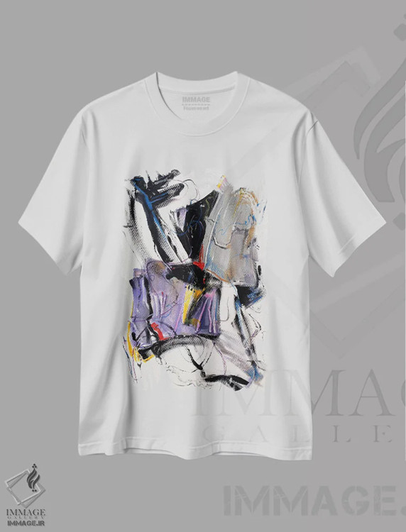 تیشرت سفید طرح دار نمای انتزاعی اثر سو بنگ لیم | immage.ir