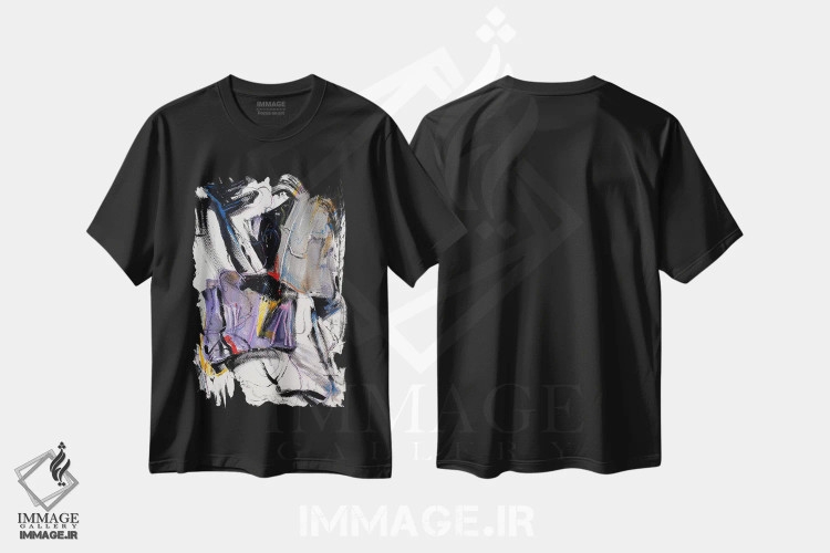 تیشرت مشکی طرح دار نمای انتزاعی اثر سو بنگ لیم | فروشگاه ایماژ
