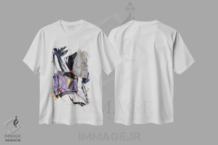 تیشرت سفید طرح دار نمای انتزاعی اثر سو بنگ لیم | immage.ir