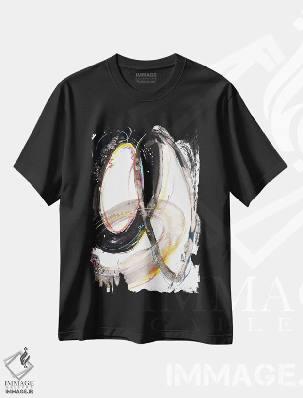 تیشرت مشکی طرح دار چرخش های مارپیچ ۲ اثر سو بنگ لیم | فروشگاه ایماژ