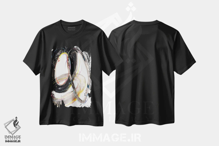 تیشرت مشکی طرح دار چرخش های مارپیچ ۲ اثر سو بنگ لیم | فروشگاه ایماژ