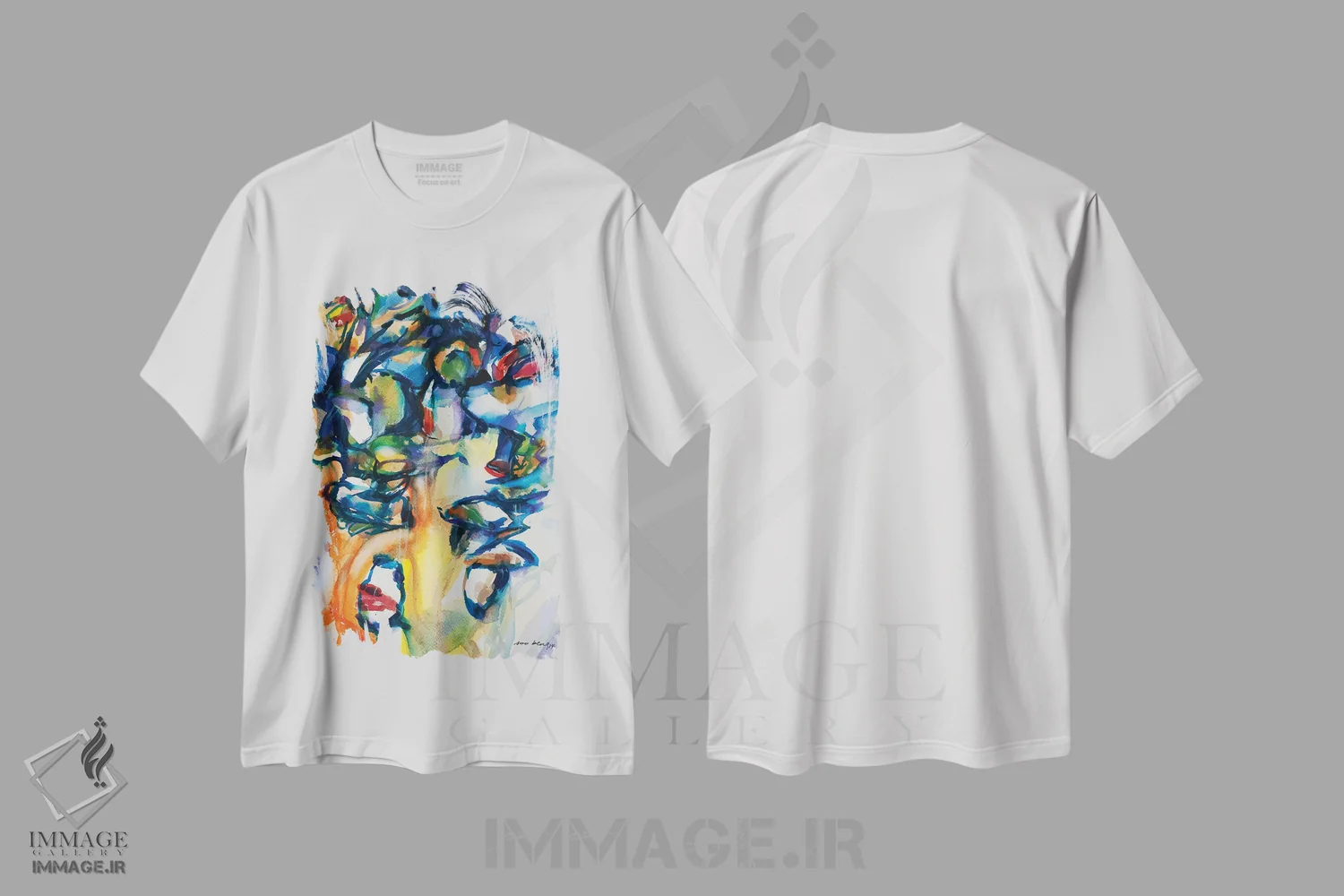 تیشرت سفید طرح دار قایق ها انتزاعی ۱ اثر سو بنگ لیم | فروشگاه ایماژ