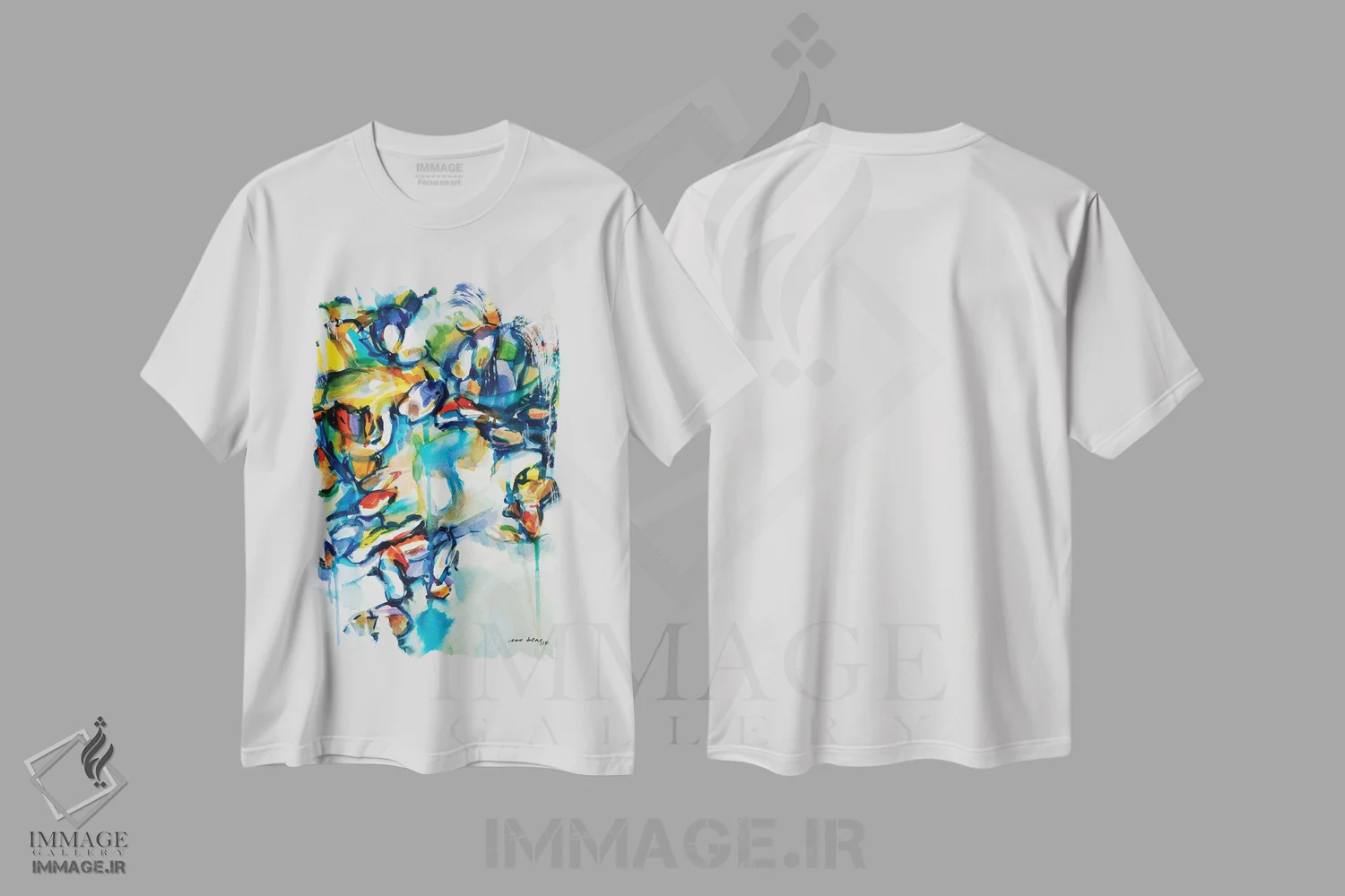 تیشرت سفید طرح دار قایق ها انتزاعی ۲ اثر سو بنگ لیم | فروشگاه ایماژ