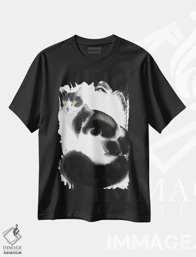 تیشرت مشکی طرح دار ظرافت مخملی، دکور معاصر اثر سو بنگ لیم | فروشگاه ایماژ