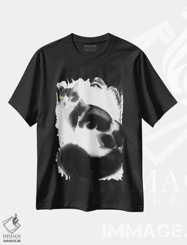 تیشرت مشکی طرح دار ظرافت مخملی، دکور معاصر اثر سو بنگ لیم | فروشگاه ایماژ