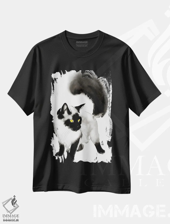 تیشرت مشکی طرح دار ظرافت مخملی ۲، دکور معاصر اثر سو بنگ لیم | فروشگاه ایماژ