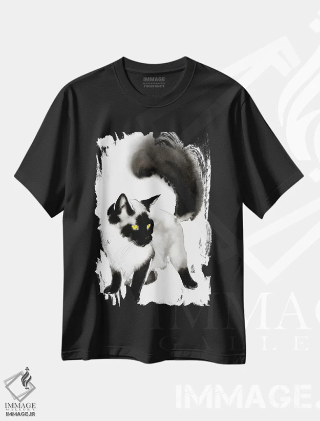 تیشرت مشکی طرح دار ظرافت مخملی ۲، دکور معاصر اثر سو بنگ لیم | فروشگاه ایماژ