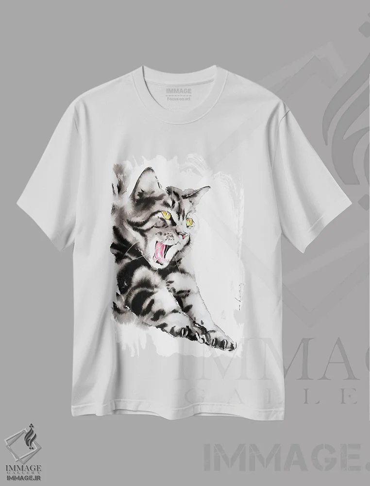 تیشرت سفید طرح دار خمیازه لذت بخش، دکور معاصر اثر سو بنگ لیم | فروشگاه ایماژ