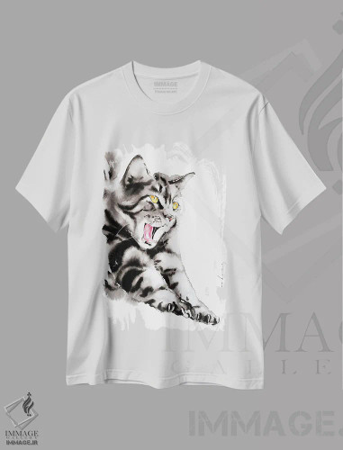 تیشرت سفید طرح دار خمیازه لذت بخش، دکور معاصر اثر سو بنگ لیم | فروشگاه ایماژ