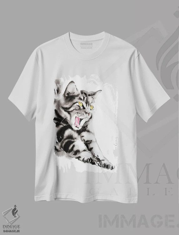 تیشرت سفید طرح دار خمیازه لذت بخش، دکور معاصر اثر سو بنگ لیم | فروشگاه ایماژ