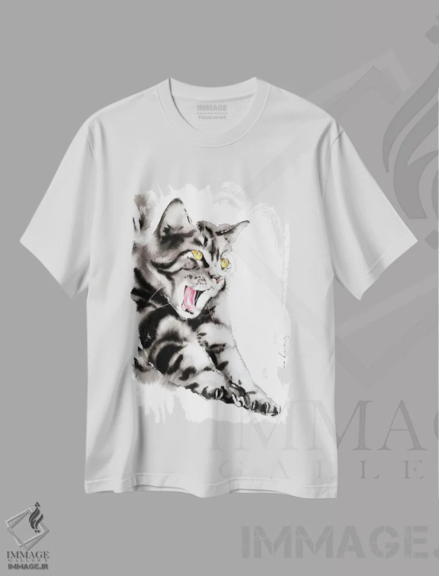 تیشرت سفید طرح دار خمیازه لذت بخش، دکور معاصر اثر سو بنگ لیم | فروشگاه ایماژ