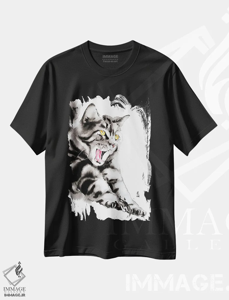 تیشرت مشکی طرح دار خمیازه لذت بخش، دکور معاصر اثر سو بنگ لیم | immage.ir
