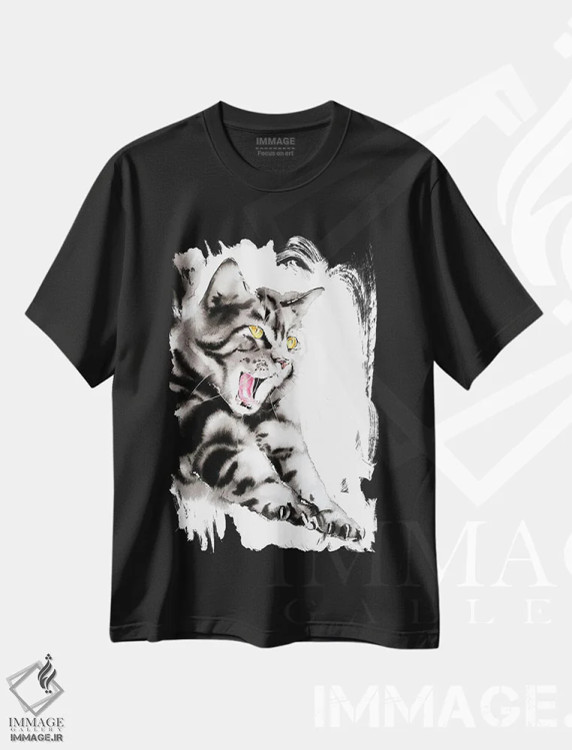 تیشرت مشکی طرح دار خمیازه لذت بخش، دکور معاصر اثر سو بنگ لیم | immage.ir