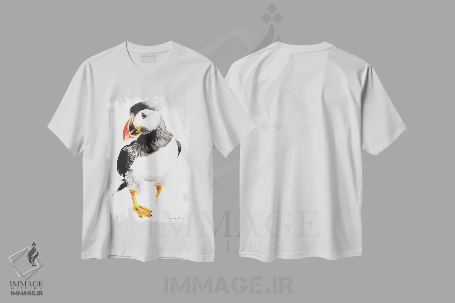 تیشرت سفید طرح دار پافین ۳، دکور معاصر اثر سو بنگ لیم | فروشگاه ایماژ