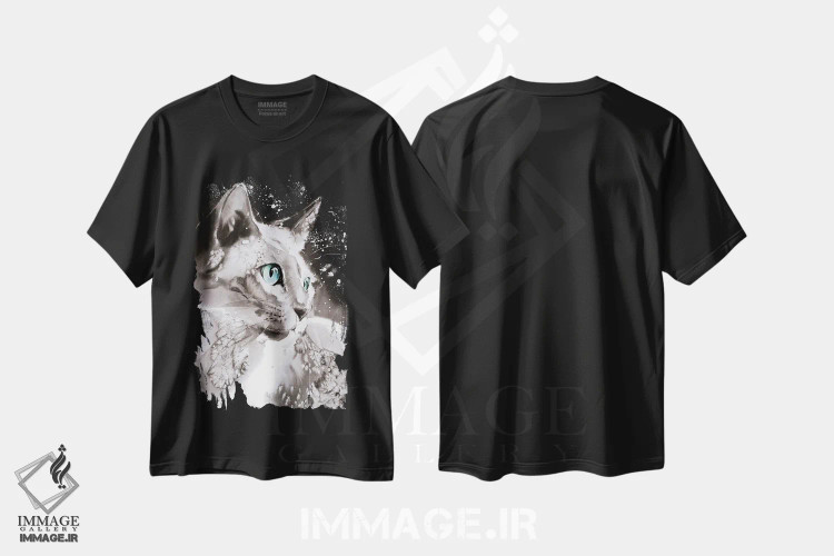 تیشرت مشکی طرح دار گربه باحال، دکور معاصر اثر سو بنگ لیم | فروشگاه ایماژ
