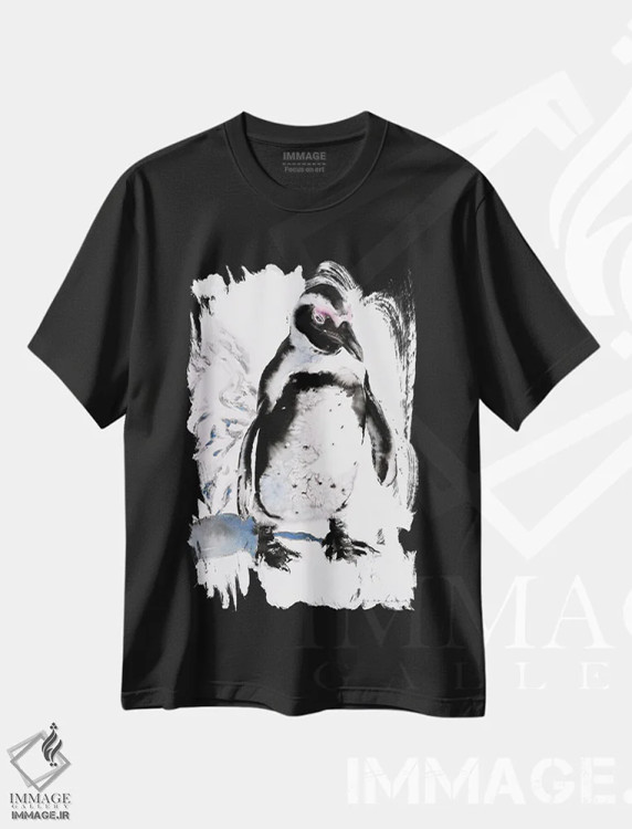 تیشرت مشکی طرح دار ردپای پنگوئن، دکور معاصر اثر سو بنگ لیم | immage.ir