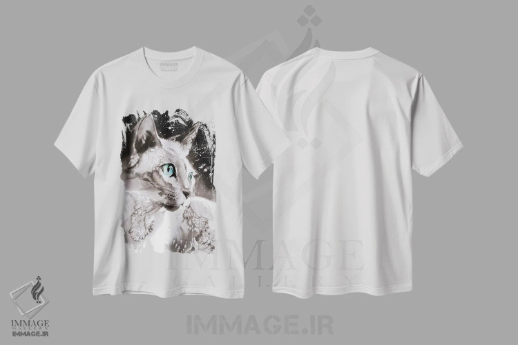 تیشرت سفید طرح دار گربه باحال، دکور معاصر اثر سو بنگ لیم | immage.ir
