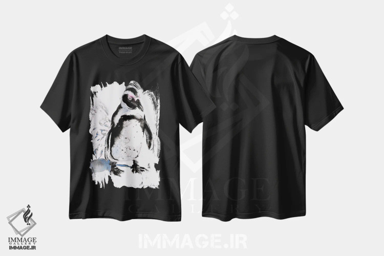 تیشرت مشکی طرح دار ردپای پنگوئن، دکور معاصر اثر سو بنگ لیم | immage.ir