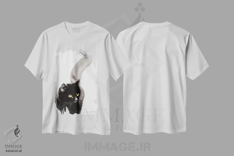 تیشرت سفید طرح دار راه رفتن گربه ۴، مدیوم اثر سو بنگ لیم | فروشگاه ایماژ