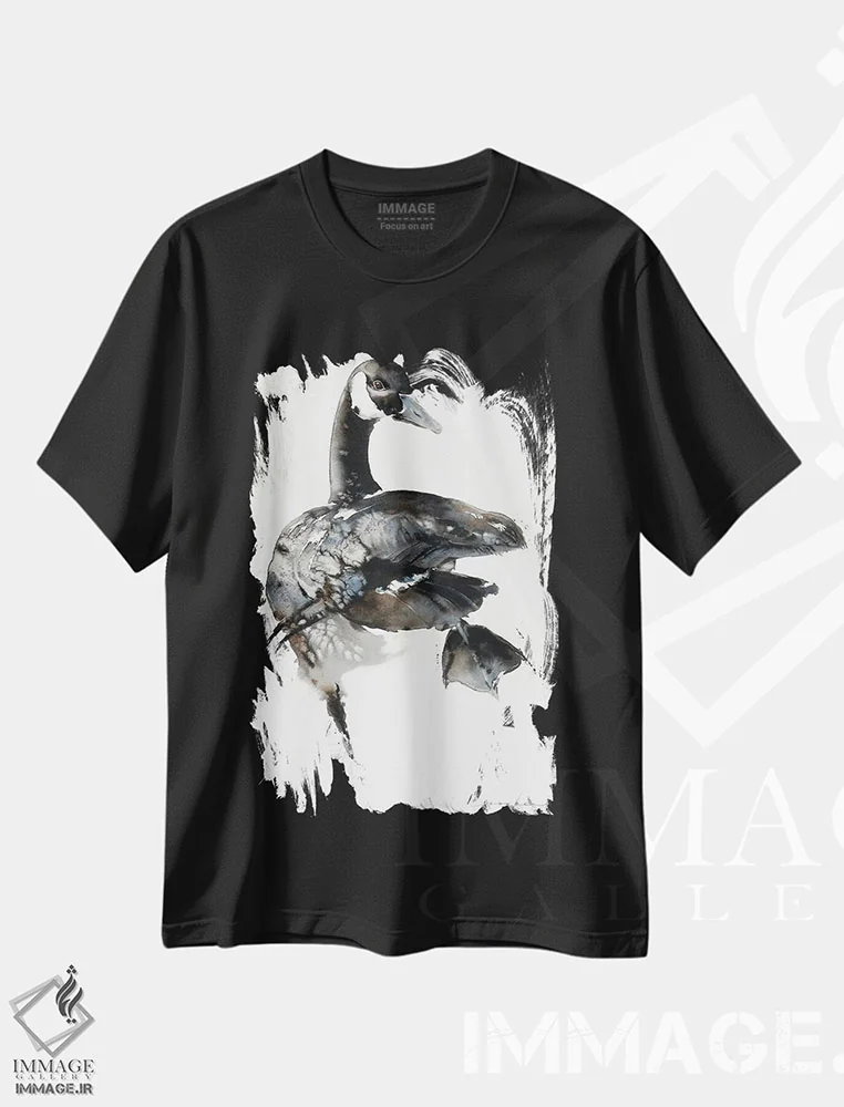 تیشرت مشکی طرح دار رقص غازها، مدیوم اثر سو بنگ لیم | immage.ir