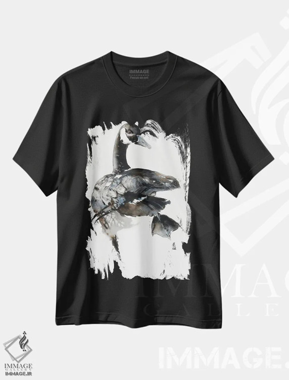 تیشرت مشکی طرح دار رقص غازها، مدیوم اثر سو بنگ لیم | immage.ir