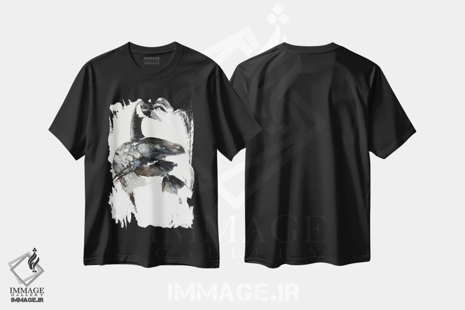 تیشرت مشکی طرح دار رقص غازها، مدیوم اثر سو بنگ لیم | immage.ir