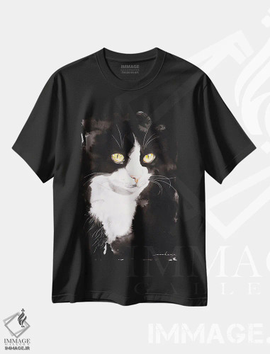 تیشرت مشکی طرح دار پرتره من... اوو، مدیوم اثر سو بنگ لیم | فروشگاه ایماژ