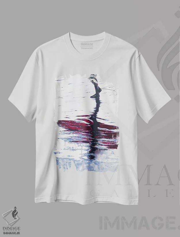 تیشرت سفید طرح دار گام های تفکر، دکور ساحلی اثر سو بنگ لیم | فروشگاه ایماژ