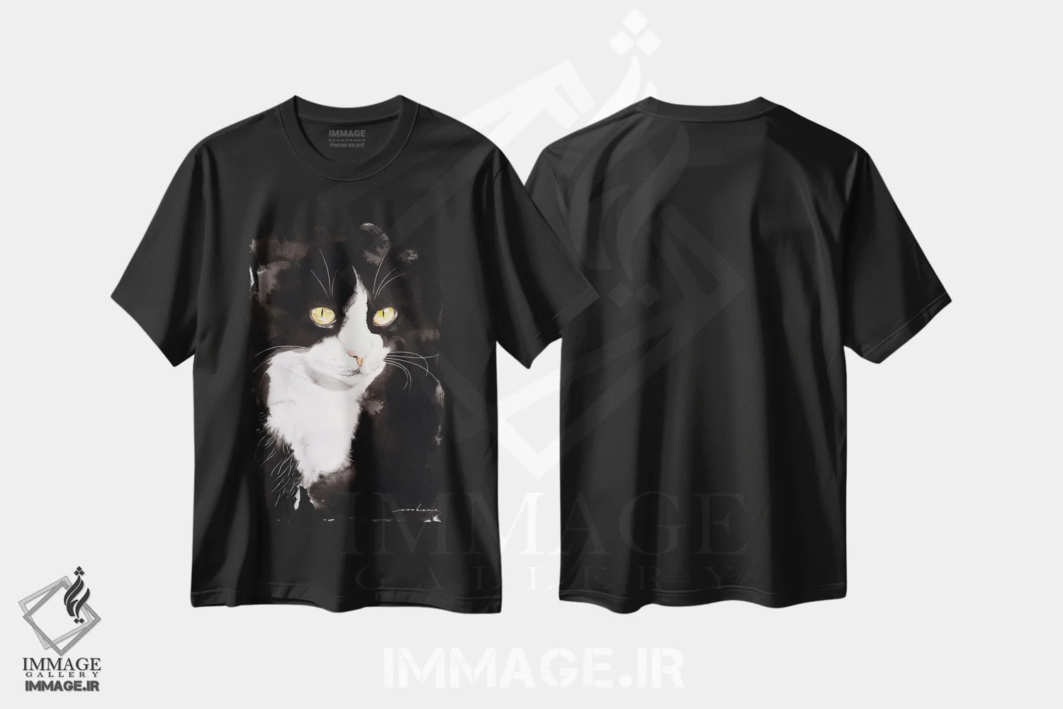 تیشرت مشکی طرح دار پرتره من... اوو، مدیوم اثر سو بنگ لیم | فروشگاه ایماژ