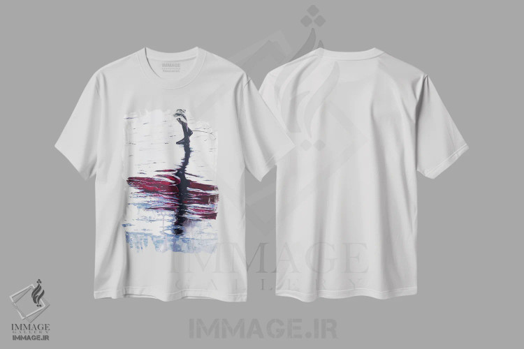 تیشرت سفید طرح دار گام های تفکر، دکور ساحلی اثر سو بنگ لیم | فروشگاه ایماژ