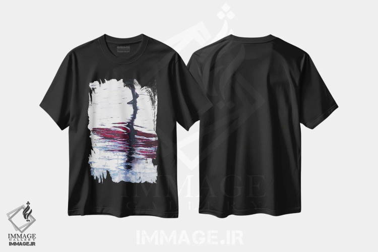 تیشرت مشکی طرح دار گام های تفکر، دکور ساحلی اثر سو بنگ لیم | immage.ir