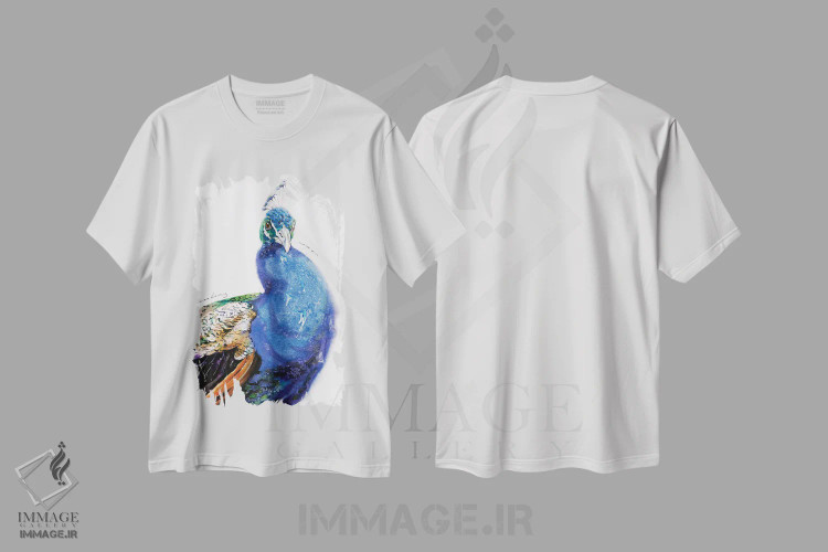 تیشرت سفید طرح دار پرنده باشکوه، دکور آسیایی اثر سو بنگ لیم | immage.ir