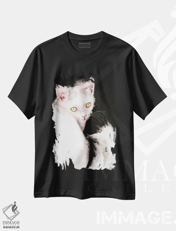 تیشرت مشکی طرح دار سلام کیتی، هنر فاخر معاصر اثر سو بنگ لیم | immage.ir
